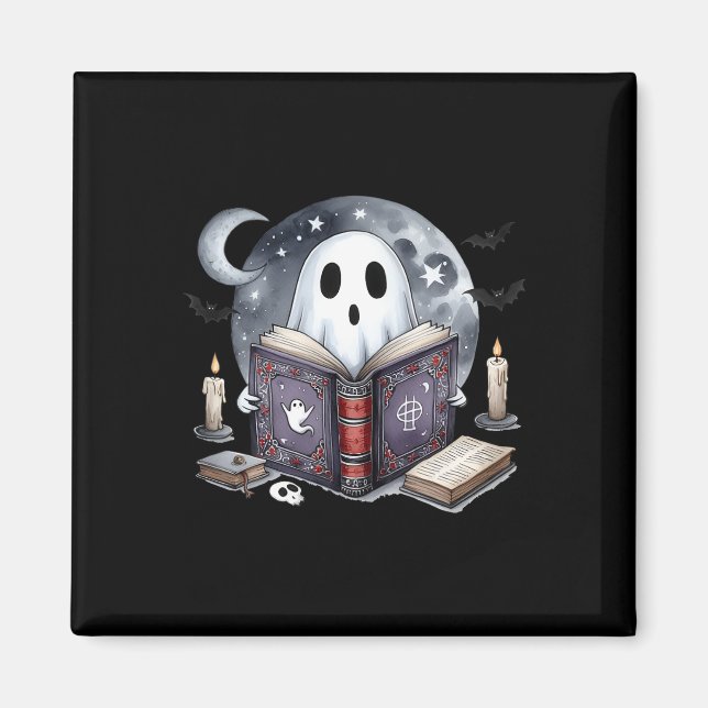 Ghost Reading Book  Magnet (Front)