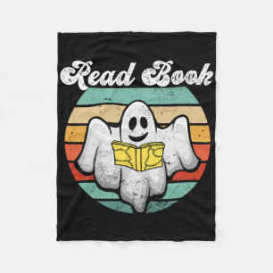 Ghost Reading Book Vintage Fleece Blanket