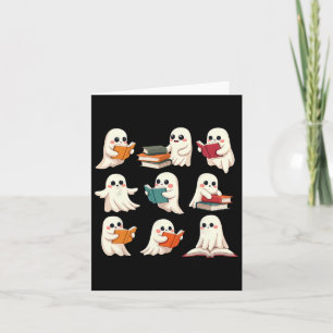 Ghost Reading Books Halloween Books Lover Teacher Card