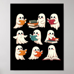 Ghost Reading Books Halloween Books Lover Teacher Poster