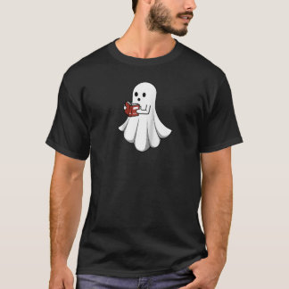 Ghost Reading Books Literature Student Raglan Base T-Shirt