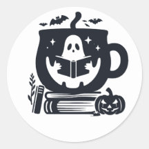 Ghost Reading Cosy Halloween Sticker
