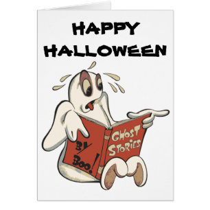 Ghost Reading, Halloween Greeting Card