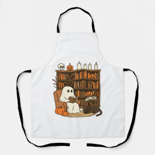 Ghost Reading in Cosy Halloween Library Classic T- Apron