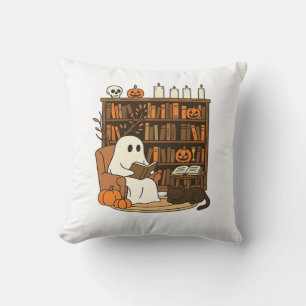 Ghost Reading in Cosy Halloween Library Classic T- Cushion