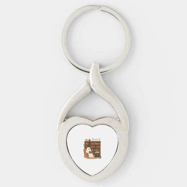 Ghost Reading in Cosy Halloween Library Classic T- Key Ring (Front)