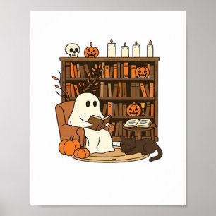 Ghost Reading in Cosy Halloween Library Classic T- Poster