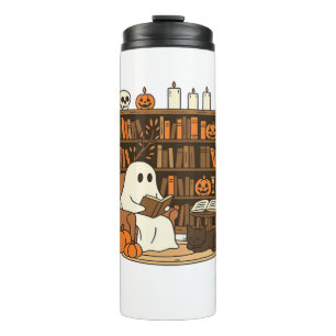 Ghost Reading in Cosy Halloween Library Classic T- Thermal Tumbler
