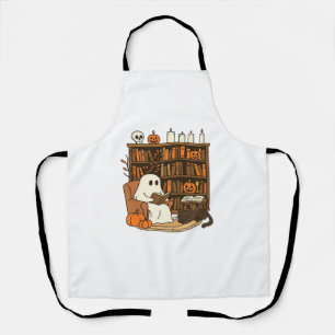 Ghost Reading in Cozy Halloween Library Classic T- Apron