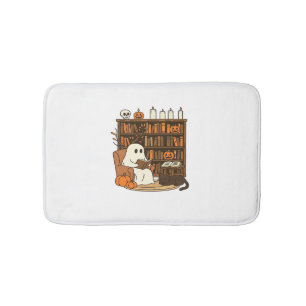 Ghost Reading in Cozy Halloween Library Classic T- Bath Mat