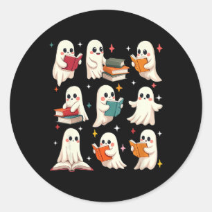 Ghost Reading Teacher Halloween Costume Librarian Classic Round Sticker