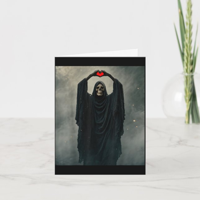 Ghost red heart hand scary face horror poster card (Front)
