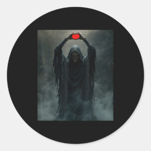 Ghost red heart hand scary face horror poster classic round sticker