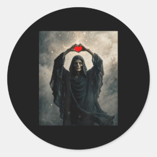 Ghost red heart hand scary face horror poster classic round sticker