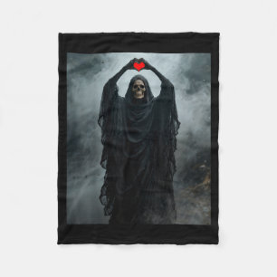 Ghost red heart hand scary face horror poster fleece blanket