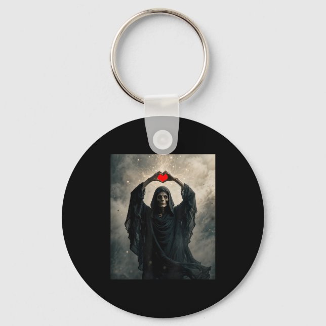 Ghost red heart hand scary face horror poster key ring (Front)