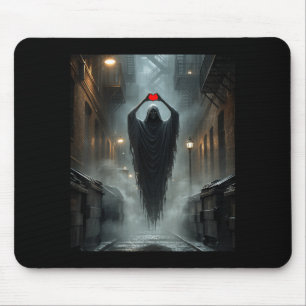 Ghost red heart hands scary face halloween mouse pad