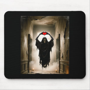 Ghost red heart hands scary face halloween mouse pad