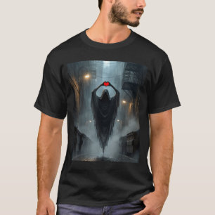 Ghost red heart hands scary face halloween T-Shirt
