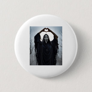 Ghost Red Heart Hands Y Face Halloween Valentines  6 Cm Round Badge