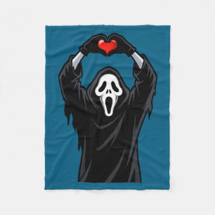 Ghost Red Heart Hands Y Face Halloween Valentines  Fleece Blanket