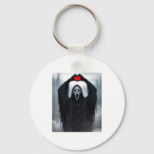 Ghost Red Heart Hands Y Face Halloween Valentines Key Ring
