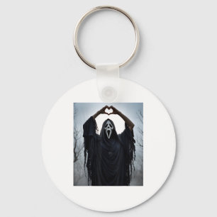 Ghost Red Heart Hands Y Face Halloween Valentines Key Ring