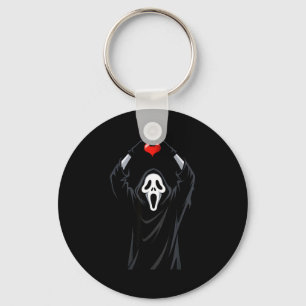 Ghost Red Heart Hands Y Face Halloween Valentines Key Ring