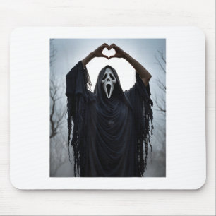 Ghost Red Heart Hands Y Face Halloween Valentines  Mouse Pad