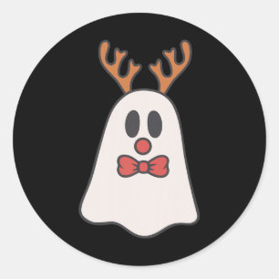 Ghost Reindeer Christmas Xmas Funny Classic Round Sticker
