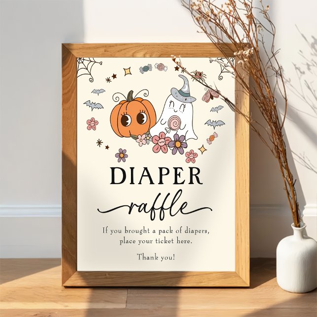 Ghost Retro Diaper Raffle Baby Shower Game Sign (Creator Uploaded)