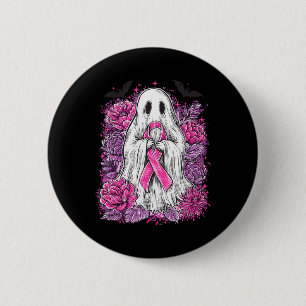 Ghost Ribbon Breast Cancer Awareness Halloween Flo 6 Cm Round Badge