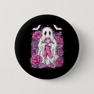 Ghost Ribbon Breast Cancer Awareness Halloween Flo 6 Cm Round Badge