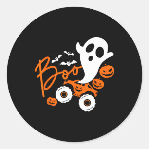 Ghost rider truck Monster Halloween pumpkin Classic Round Sticker