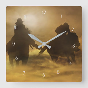 Ghost Riders Cowboy Square Wall Clock