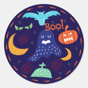 Ghost saying boo funny halloween  classic round sticker
