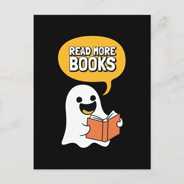 Ghost Says Read More Books Postcard (Front)
