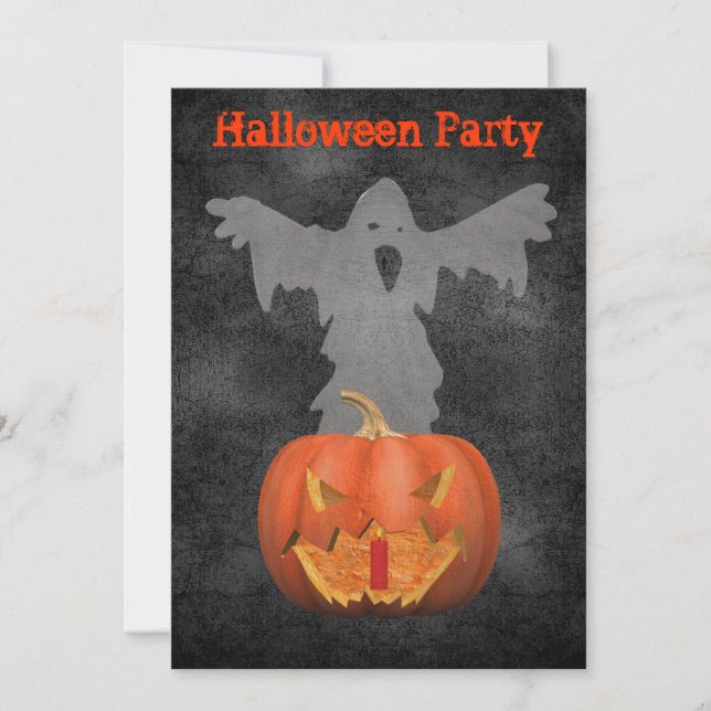 Ghost Scary Jack O Lantern Halloween Invite (Front)