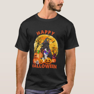 Ghost Scary Pumpkin Moon Witch Pitbull Dog Hallowe T-Shirt