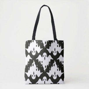 Ghost seamless pattern Halloween spooky vintage fl Tote Bag