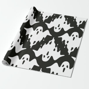 Ghost seamless pattern Halloween spooky vintage fl Wrapping Paper