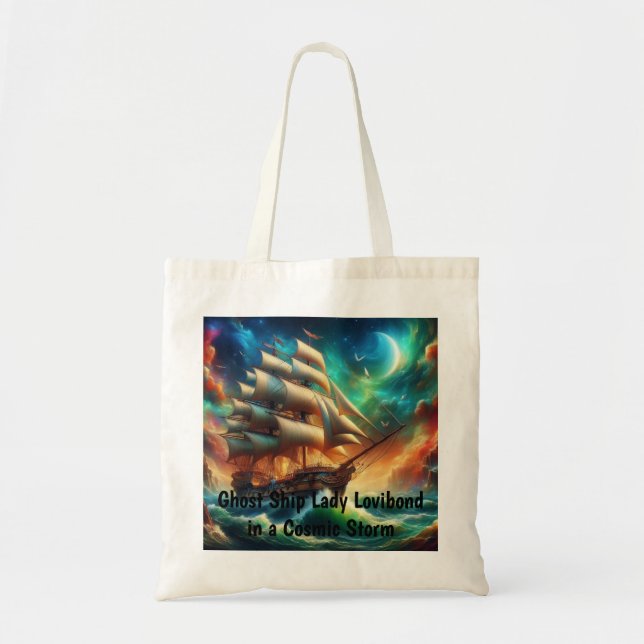 Ghost Ship Lady Lovibond in a Cosmic Storm Tote Bag (Front)