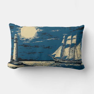 Ghost Ship Near Lighthouse Pillow