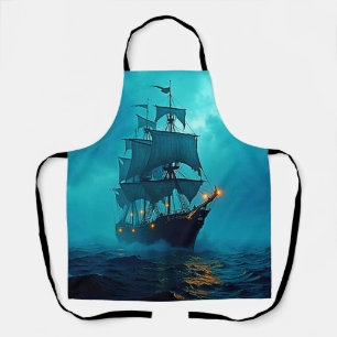 Ghost Ship on the Stormy Seas Design Apron