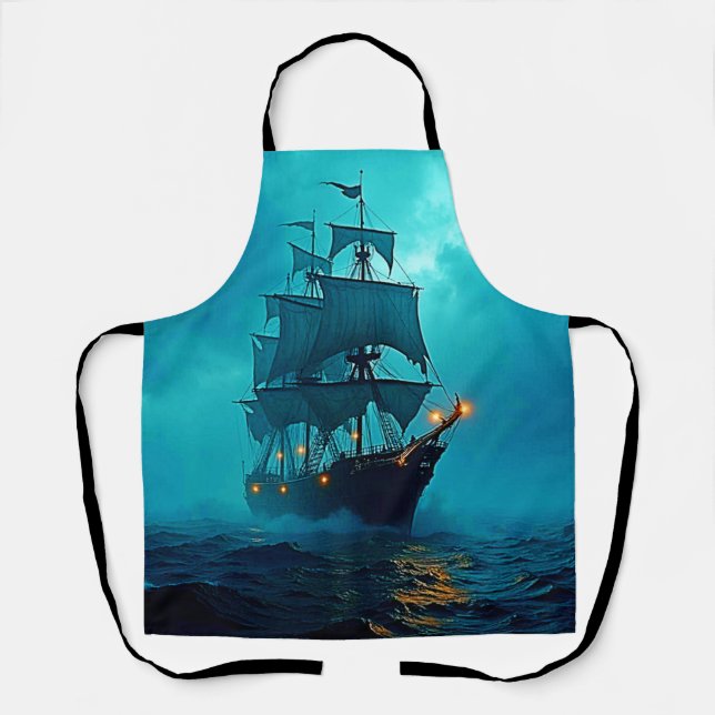 Ghost Ship on the Stormy Seas Design Apron (Front)
