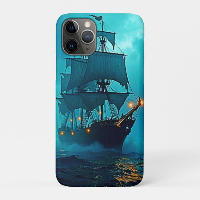 Ghost Ship on the Stormy Seas Design Case-Mate iPhone Case (Back)
