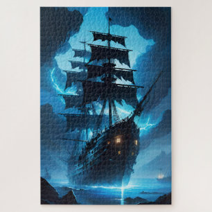 ghost ship, pirate ship, fog, sailboat jigsaw puzzle