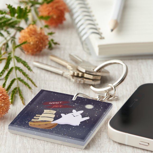 Ghost Ship Spooky Halloween Keychain (Front Right)