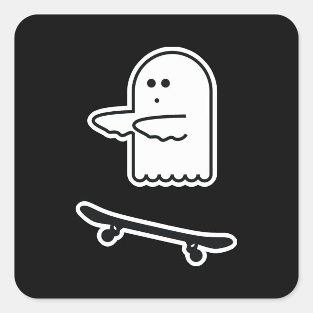 Ghost Skate Boo Square Sticker (Front)