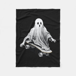 Ghost Skateboard Funny Skateboarding Lazy Hallowee Fleece Blanket